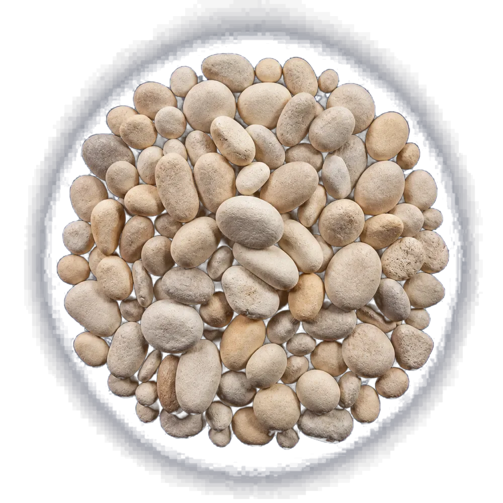 Top-down material study of pebble gravel