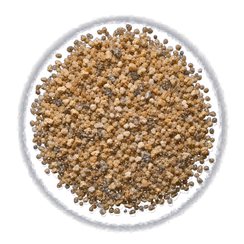 Top-down material study of sharp sand